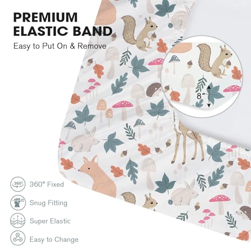 Image of Little Grape Land Crib Sheets 2 Pack, Microfiber Fitted Crib Sheet for Standard Crib Mattress 52 inchx28 inchx8 inch, Soft and Neutral Baby Crib Sheets for Boys and Girls, Breathable & Easy Care, Woodland Fawn