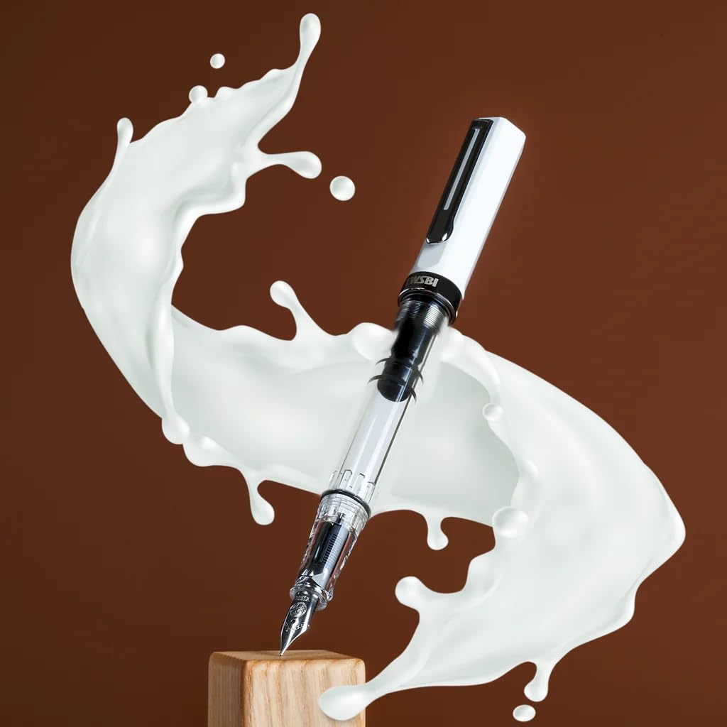 TWSBI Penna stilografica Eco White, Caricamento a stantuffo, Pennino in acciaio M, Resina, Lunghezza 13,9 cm