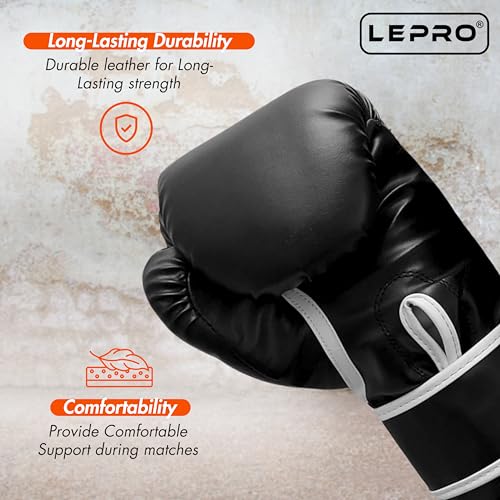 Image of LEPRO Boxing Kit, Punching Bag Set, Hanging Boxing Bag Kickboxing Bag with Boxing Gloves & Chain, Adult Boxing Set for 15+ Years, for Karate Muay Thai Kick Taekwondo Training (36 Inch, Black)