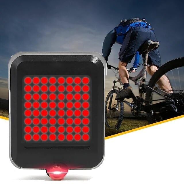 Światło tylne do ładowania przez USB, inteligentne kierunkowskazy rowerowe z 80 lumenami, 64 diody LED, przenośne światło ostrzegawcze światła hamowania, pasuje do każdego roweru szosowego
