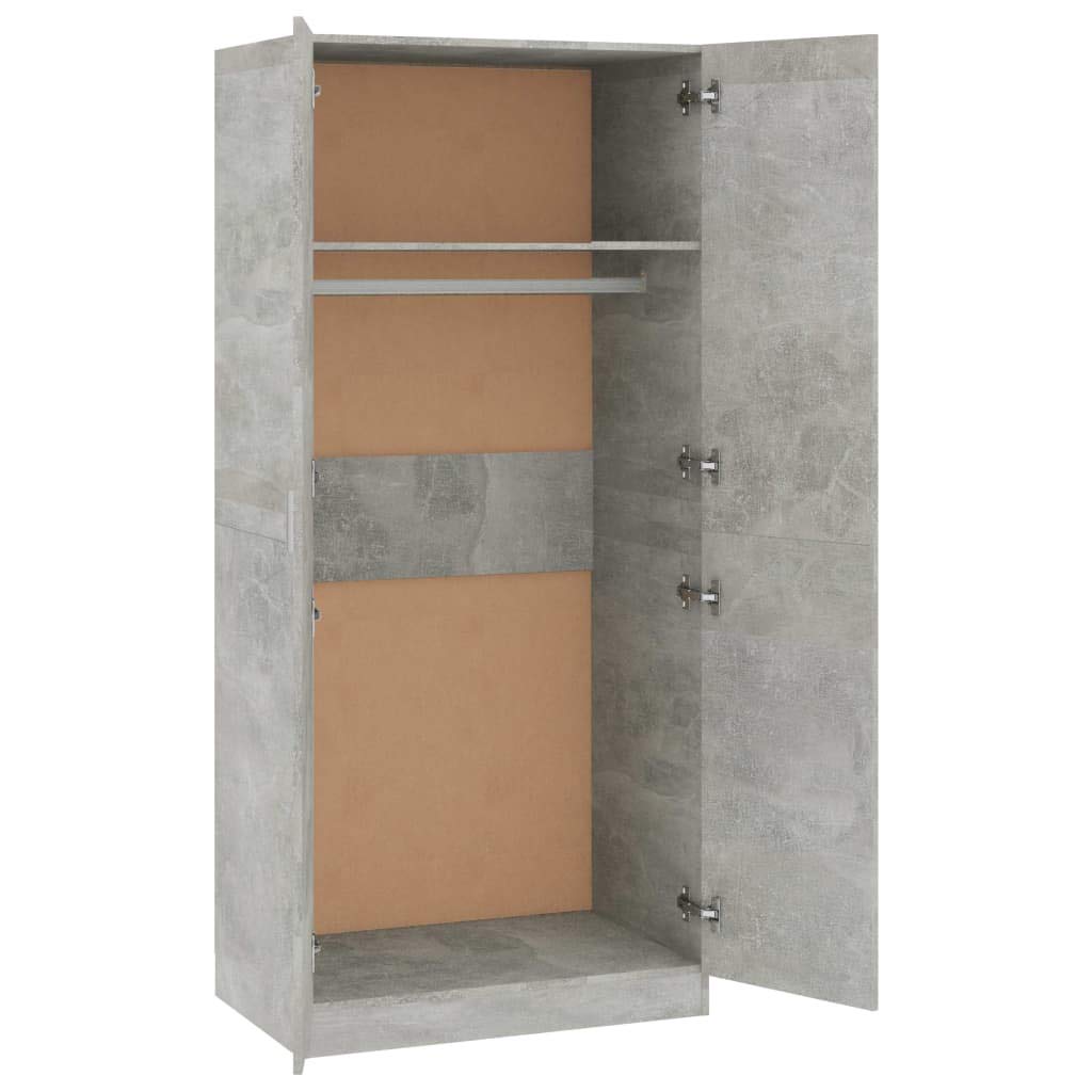 Hommdiy Kleiderschrank Weiß 80x52x180 Cm – Mit 2 Türen & Hängestange, Holzwerkstoff