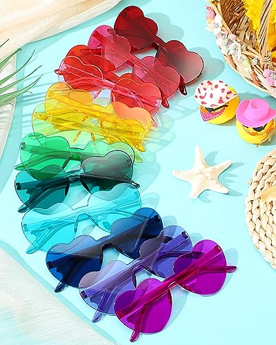 Photect 12 Pair Heart Shaped Sunglasses for Women Neon Color Transparent Heart Glasses Halloween Party Favor4