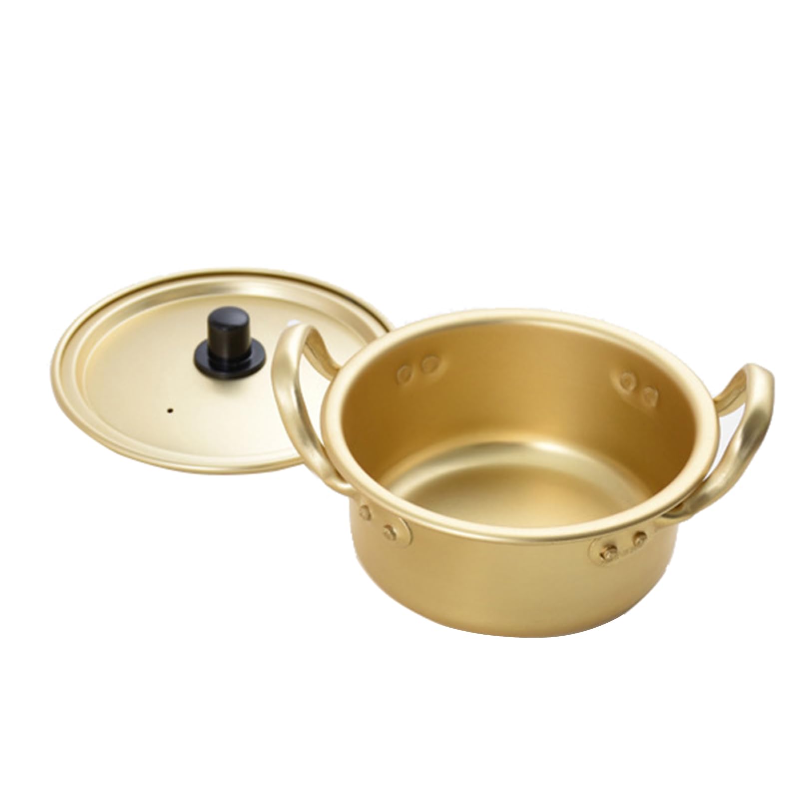 SVRITE Korean Aluminum Ramen Noodle Stock Pot 14/16/18/20/22cm with Lid for Soup Stew Small Pasta Pot for Home Hotel Business (18cm)