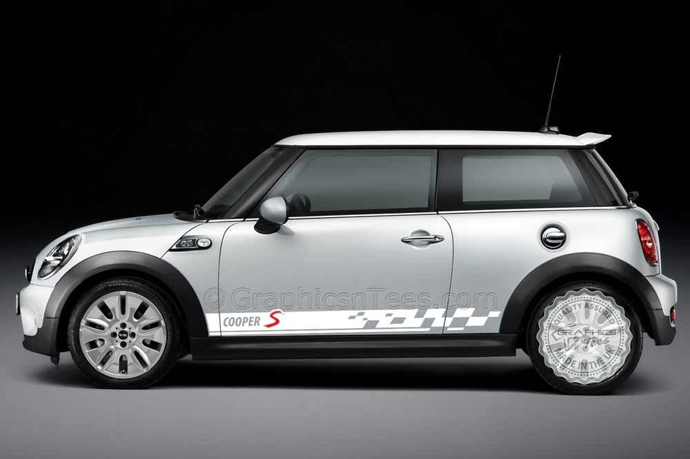 Mini Cooper Checkered Roof Sticker Kit - Decals For Cooper S, Customizable Flag Design