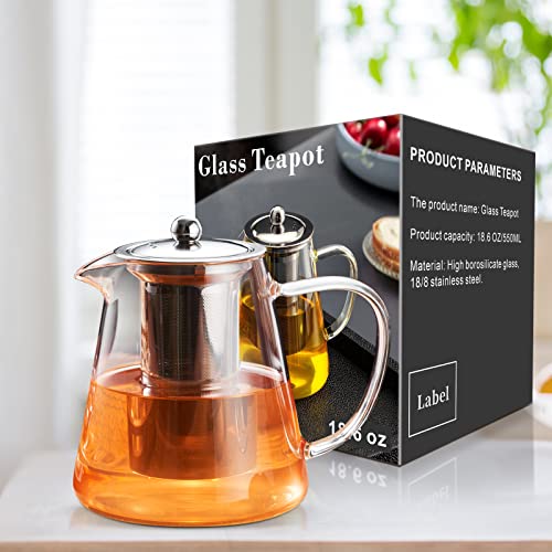 Paracity GLASS TEAPOT Stovetop 18.6 Oz, Borosilicate Clear Tea Kettle With Removable 18/8 Stainless Steel Infuser, Teapot Blooming And Loose Leaf Tea Maker Tea Brewer thumb #5