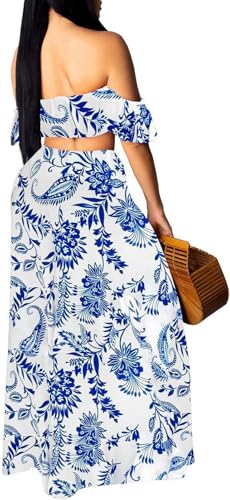 Image of Sexy Two Piece Sets for Women Vacation Elegant Sleeveless Top Long Split Maxi Dress Beach Swimwear