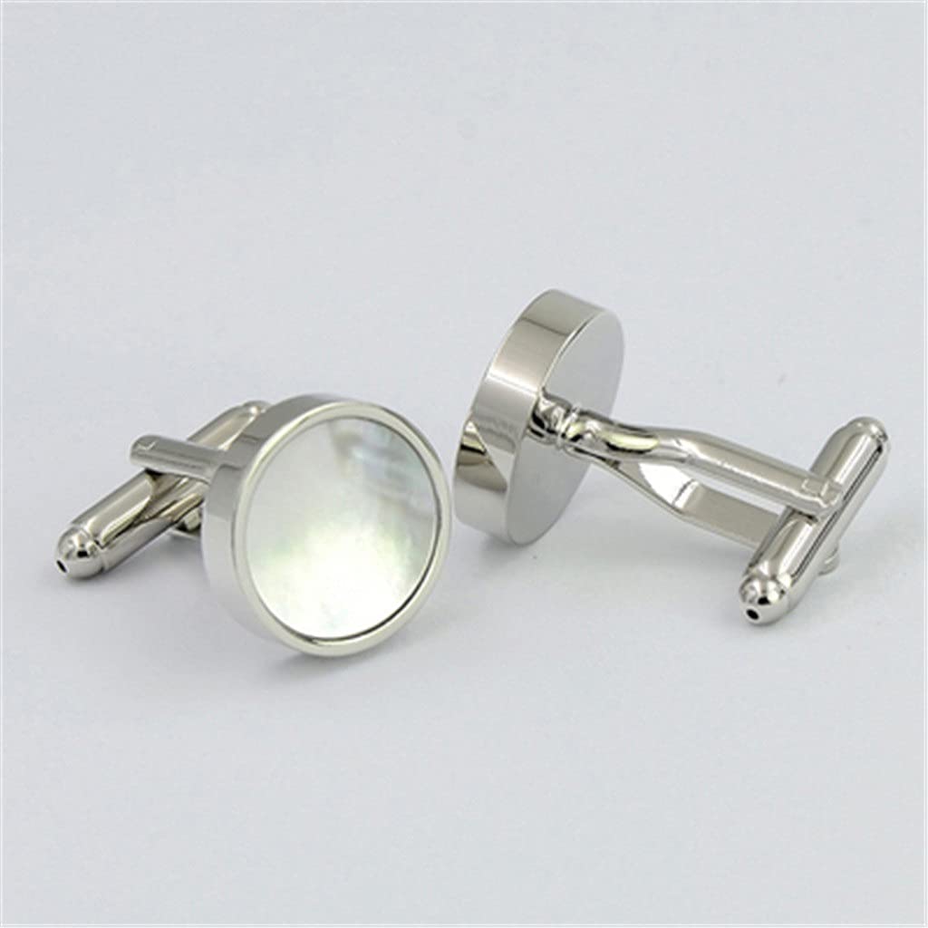 Klassische weiße Muschel-Kupfer-Manschettenknöpfe für Herren, Party, Hochzeit, Anzug, Hemd, Manschettenknöpfe, individuelle Eleganz (Farbe: Silber, Größe: wie abgebildet)