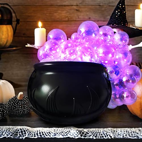 DIY Bubbling Cauldron Set, Halloween Decorations Indoor, Black Plastic Bowl Glowing Bubble Witch Prop Halloween Party Decoration, Spooky Vintage Decor for Home Kitchen Room Party Table