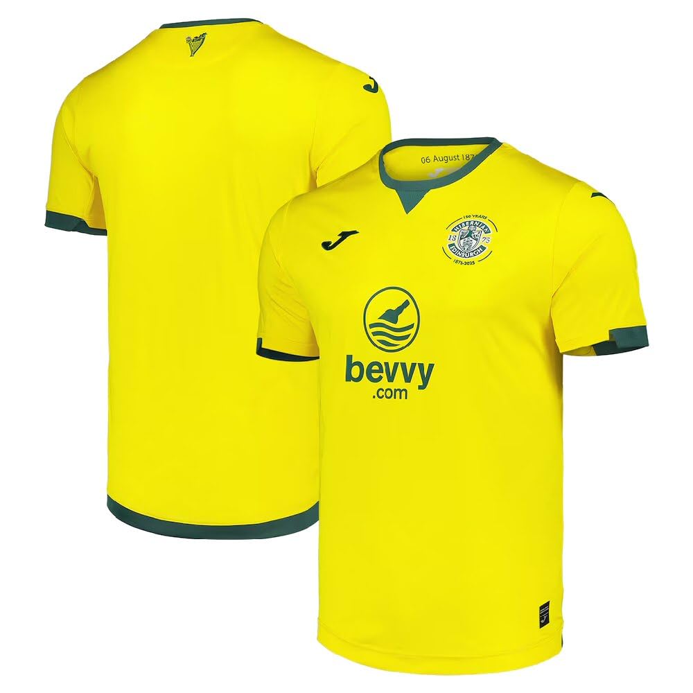 Joma Hibernian FC Men's Away Football Shirt Jersey 2025-2026 (UK, Alpha, L, Regular, Regular) Yellow