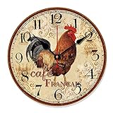 Telisha Retro Design Large Clock Rooster Chicken Cafe Home Decorative Wall Clock Wood 34CM 14" Non-T