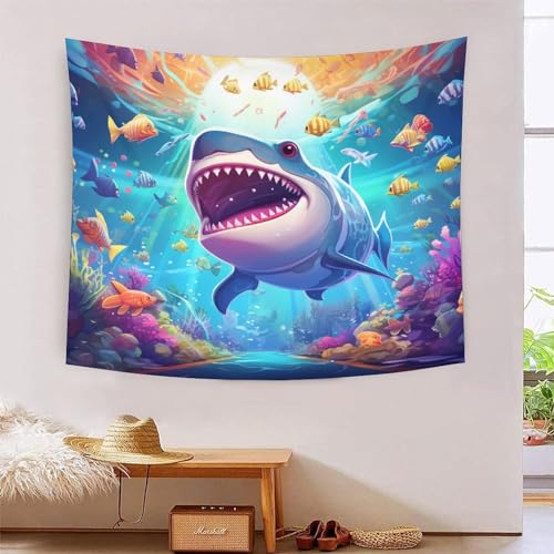 Couverture murale requin 3D KAYZTGSDA pour créer une ambiance plage en chambre