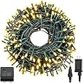 QUWIN Waterproof LED Outdoor Christmas String Lights, 115Ft 300 LED UL Certified 8 Modes with End-to-End Plug, Indoor & Outside Fairy Light for Christmas Tree, Patio, Wedding, Party (Warm White)
