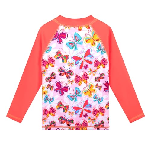 Image of Girls Two Piece Swimsuit Long Sleeve Floral Bathing Suit UPF 50+ Summer Beach Swimwear