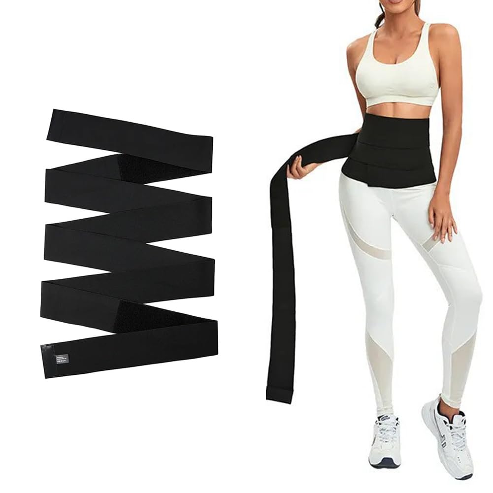 kllyin Female waist trainer ， Long Torso compression bandage shaping waist belt, adjustable postpartum abdominal wrap, used to reduce abdominal fat Black