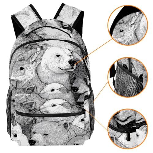 Outline Animals Pattern (3) Student Bags Travel Backpacks for Boys Girls 29.4x20x40cm11.5x8x16 in3