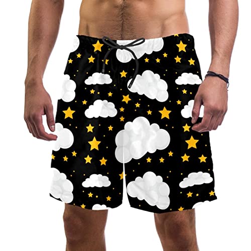 Short de plage séchage rapide et léger avec motif étoiles et nuages