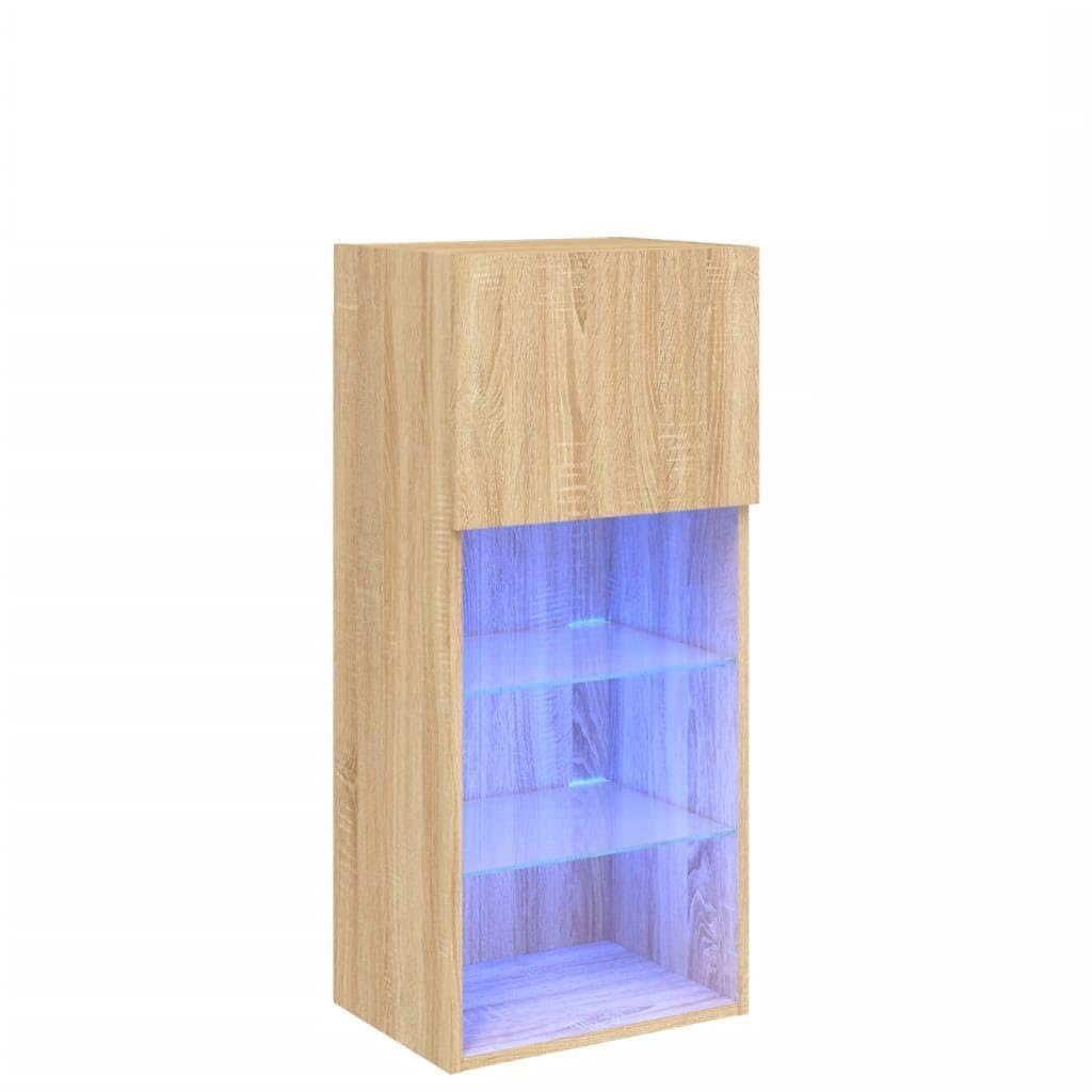 Szafka pod telewizor z lampkami LED sonoma dąb, 40,5 x 30 x 90 cm