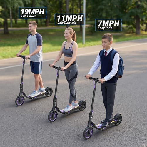 Image of Electric Scooter, 350W-500W Motor, 19 MPH to 22MPH, 15-41 Miles Range, Dual Suspension, Dual Braking, App Control, Foldable Commuter E Scooter for Adults and Teens