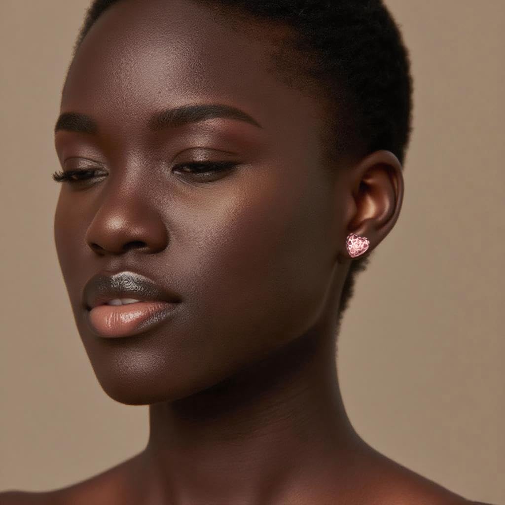 925 Sterling Silver Heart Stud Earrings for Women 14K Gold Plated French Style Earrings | Hypoallergenic Jewelry - Image 3