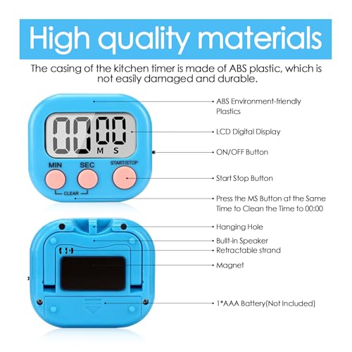 4 pièces Minuteur De Cuisine, Timer avec Grand écran LCD, 4 Couleurs avec Support Pliable Convient pour La Cuisine, La PâTisserie, Le Sport Et L'Apprentissage – Image 4