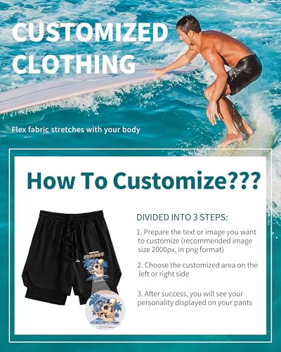 Personalized Men Shorts with Text Photo 2 in 1 Active Sweat Men Running Beach Fitness Training Shorts2