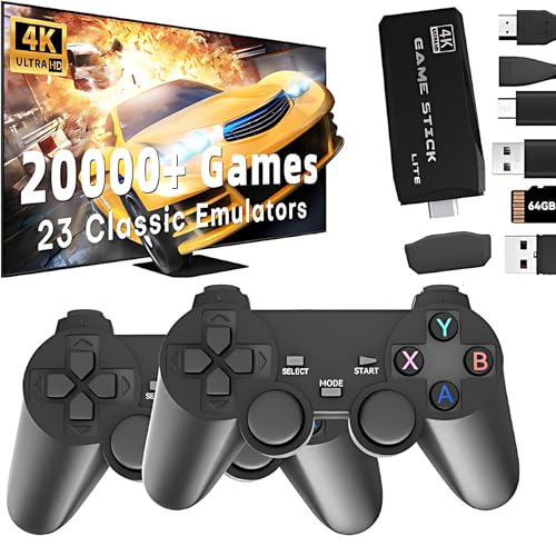 Image of New 2025 Wireless Retro Game Console Stick 4K Stick with Built-in Emulators 20,000+ Games, 4k Hdmi Output & 2.4GHz Wireless Controller, Retro Game Emulators, Plug & Play TV Video Games(64G)