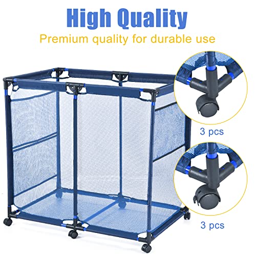 SEESNOW Pool Storage Bin, Pool and Ball Storage Organizer with Nylon Mesh Basket, for Pool Floats, Balls, Toys, Air Dry Quickly and Easily Roll The Storage Bins To Your Home Garage, Extra-Large, Blue - Image 3