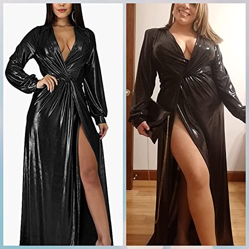 Image of Formal Long Sleeve Dress for Women Sequin Bodycon Ruched Sparkly Dresses