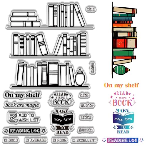 CRASPIRE Sellos Transparentes de Librosguos Y Estanterías para Hacer Tarjetas, Sellos Transparentes de Palabras, Sellos Reutilizables para Manualidades, Álbumes de Recortes, Fotos, Hojas de Sello