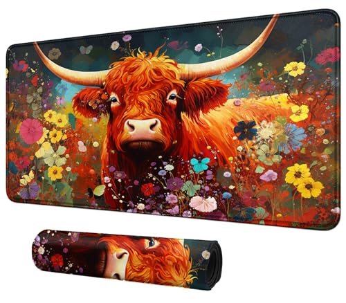Image of Card Mat for MTG & TCG Playmat,Cow and Flowers