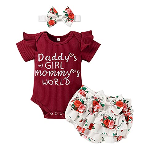 Image of Catpapa Newborn Baby Girl Romper Jumpsuit Bodysuit +Pants Shorts+Headband Outfit Set