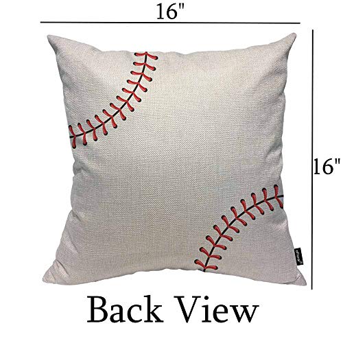 Ofloral Baseball Throw Pillow Case Cushion Cover Ball Stitches Red Lace Seam Isolated Cotton Linen For Couch Bed Sofa Car Waist 16 X 16 Inch #TOP1