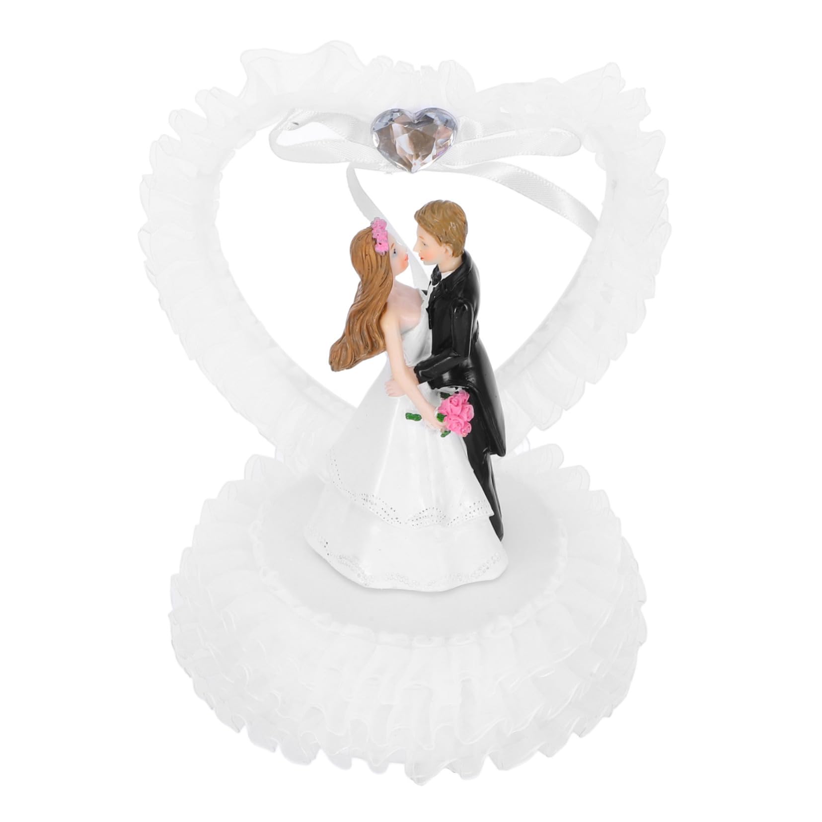 Romantische Braut und Bräutigamfigur aus Kunstharz Weiße Hochzeitsdekoration für Torte und Desserttisch Zart und Tragbar