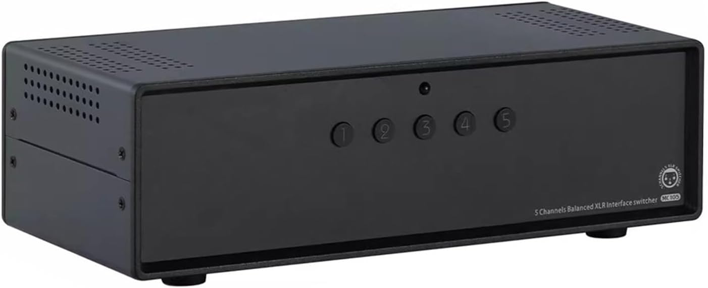 5Way XLR Balanced Sound Switcher Box for Multichannel Sound Systems Featuring Gold Plated Connectors Noise Reduction XLR Splitter