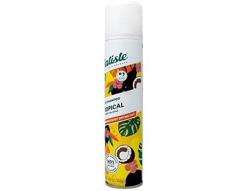 Miniatura 3 de Batiste Champú seco, fragancia tropical, refresca el cabello y absorbe el aceite entre lavados, champú sin agua para mayor textura y cuerpo del