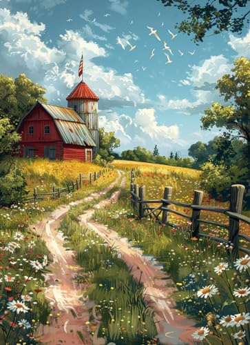 Image of Moohue DIY Counted Stamped Cross Stitch Kits for Adults 14 Count Cross Stitch Patterns Printed Cross Stitch Kits for Adults (Beautiful Path)