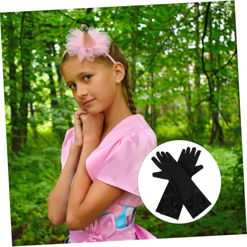 Butterfly Bow Decorated Dress Gloves Satin Gloves for Girls Opera Style for Parties Wedding Formal Occasions4