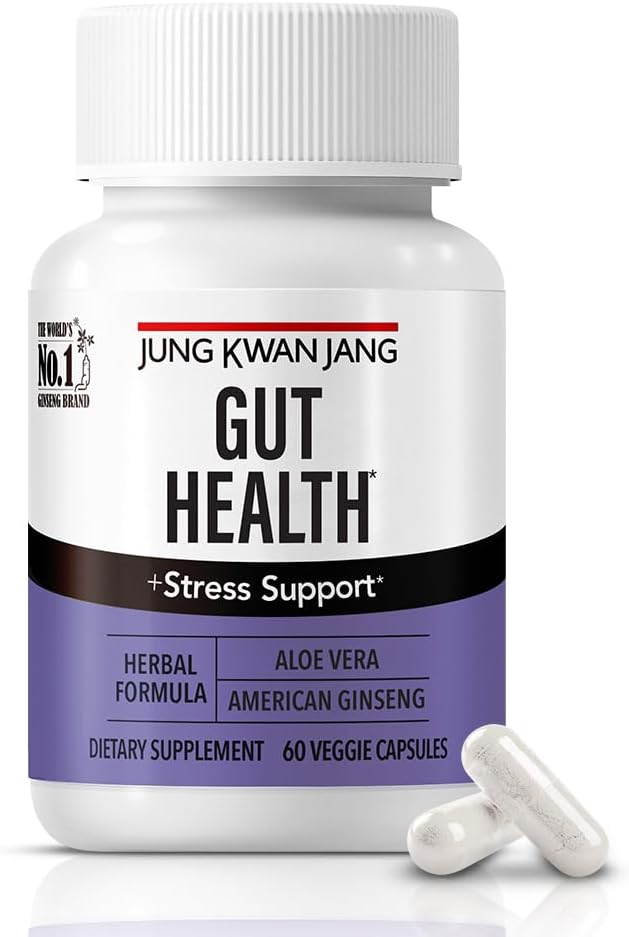 Aloe Vera 833mg & American Ginseng - Gut Health, Digestive Supplement - Natural Laxative and Stool Softener - Gluten Free, Vegan, Lab Tested, Non-GMO - 60 Capsules by JungKwanJang