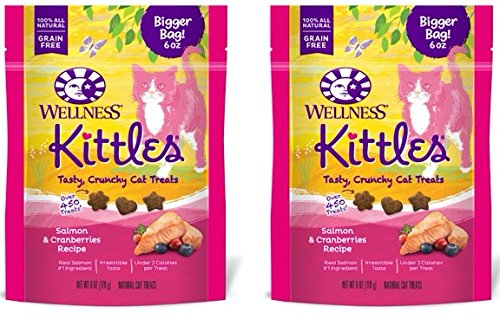 Wellness Kittles Cat Treat Value Pack - Salmon & Cranberries Flavor - 6 oz Each (2 Pack)
