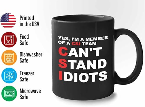 Miniatura 3 de Taza de café CSI de 11 onzas, color blanco, miembro de una CSI, Funn Sarcastics, Investigación inapropiada, criminología de laboratorio de ciencias