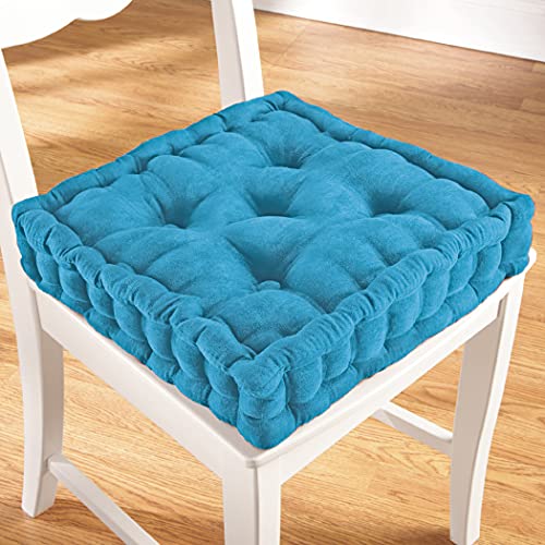Collections Etc Tufted Padded Boosted Cushion And Support - Plush Seating For Chair With Carrying Handle, Blue #TOP1