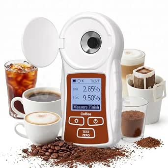 Professional Coffee TDS Refractometer with ATC, Backlit, Rechargeable, IP66, ℉/℃ Switch, One-tap Calibration