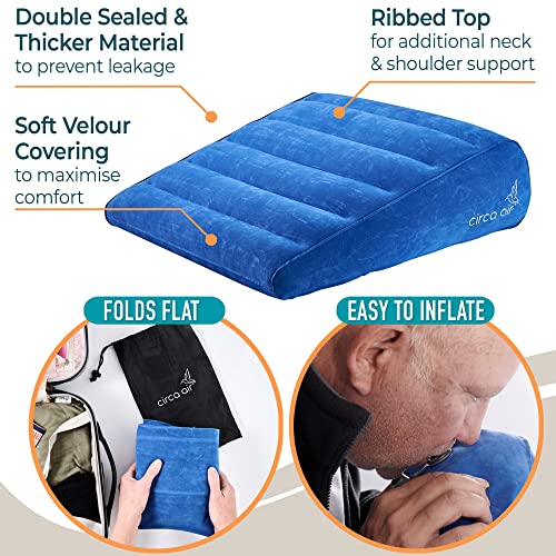 Circa Air Inflatable Wedge Pillow For Travel - Lightweight & Portable. Travel Wedge Pillow For Sleeping, Acid Reflux, Gerd, Snoring. For Back, Leg Elevation & Knee Support. Bed Wedge Pillow #TOP4