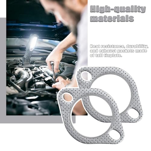 Image of 2 PCS Car Exhaust Pipe Interface Gasket, Silencer Joint Gasket, 2.5 inch ID Exhaust Pipe Clamp Flange High Temperature and High Pressure Resistant Sealing Pad for Car (Silver)
