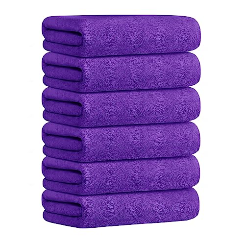 Image of JML Microfiber Bath Towels, Violet, 30 inch x 60 inch, 6 Pack