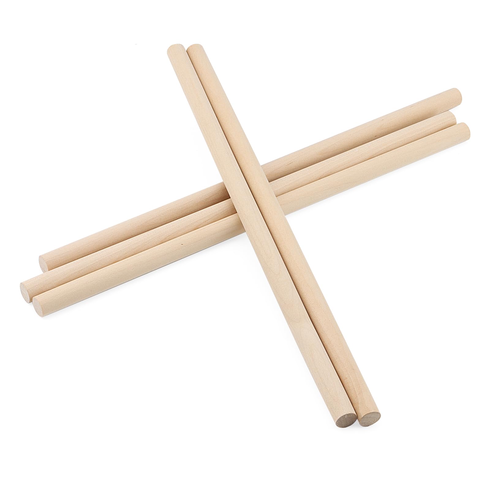60 bastoncini per tasselli, 10 mm x 30 cm, in legno di betulla, rotondi, per fai da te