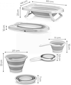 Hobby Life Ahir Ticaret Katlanır Bebek Yıkama Banyo Seti 3 Parça, Gri