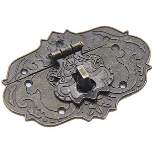 Image of 2Pcs Latch Hasp Antique Brass Decorative Hasp Jewelry Wooden Box Hasp Latch Lock with Screws for Drawer Cabinet Jewelry Wooden Case Box Antique Bronze Lock,76x57mm
