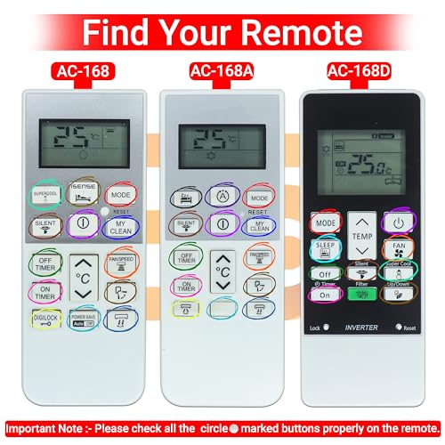 Image of Electronic Spices AC Remote | Compatible with Hitachi AC (Model AC-168D) with AAA Batteries