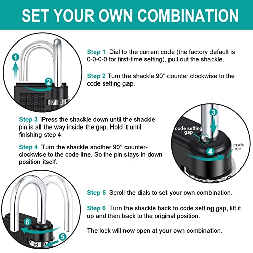 Locker Lock - 4 Digit Combination Lock For School Gym Locker, Sports Locker, Fence, Toolbox, Case, Outdoor, Fence, Hasp And Storage #TOP4